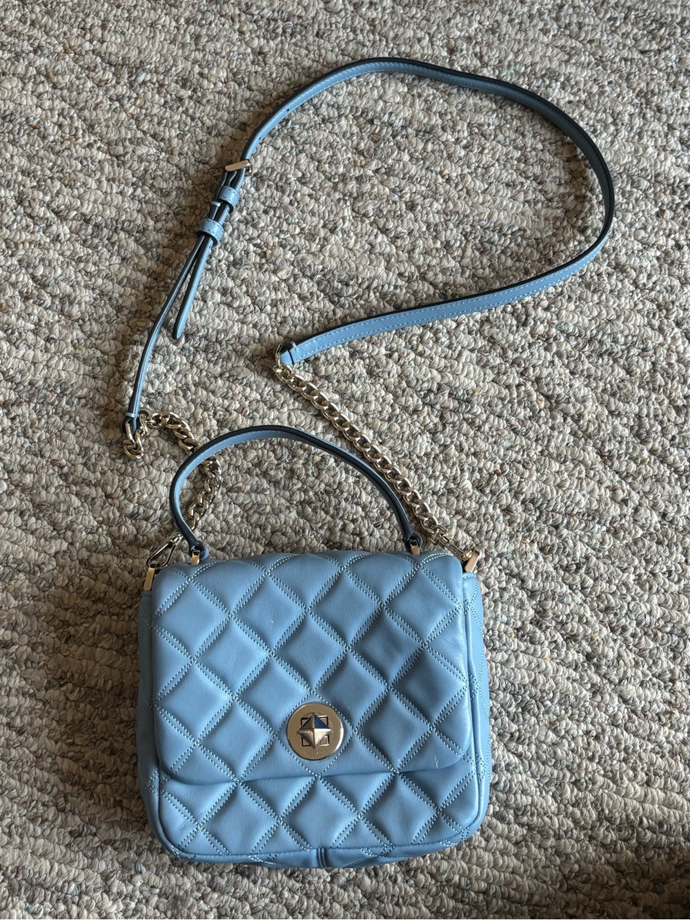 Kate Spade Quilted Light Blue Crossbody Shoulder Bag
